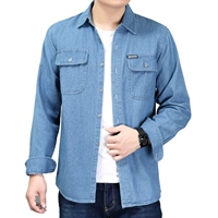 Phiên bản Hàn Quốc của xu hướng áo sơ mi denim nam dài tay học sinh trung học quần áo xuân hè hè áo khoác mỏng - Cao bồi shop quần áo nam