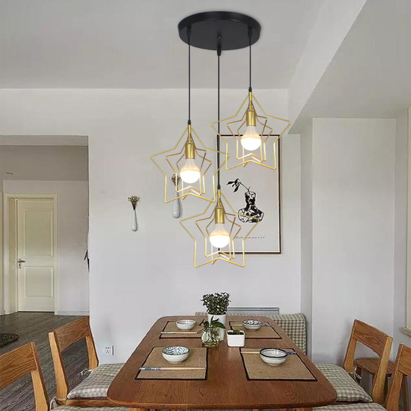 Nordic Creative Personality Five-Pointed Star Pendant Light Balcony Bar Three-Head Dining Room Pendant Light Corridor Entrance Hallway Small Pendant Light