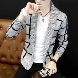 Autumn and winter sweater jackets for men, Korean style trendy plaid sweaters, men's personalized knitted cardigans, autumn sweaters