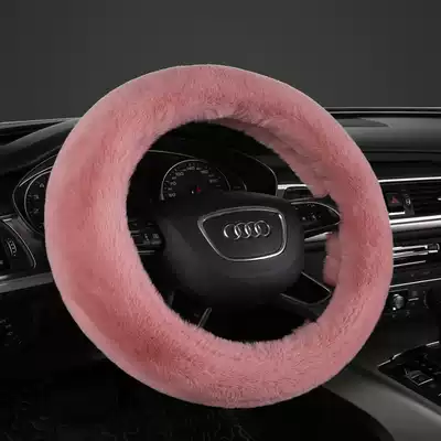 New car steering wheel cover winter rabbit plush shorthair universal handle cover men and women winter warm non-slip interior products