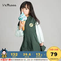 viciusss Childrens Clothing Spring Contrast sleeve profile stitching Girls casual dress