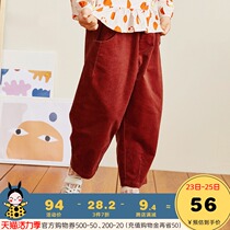 Marushe retro spring and autumn cotton childrens corduroy pants Mens and womens childrens Japanese baby bloomers casual pants tide