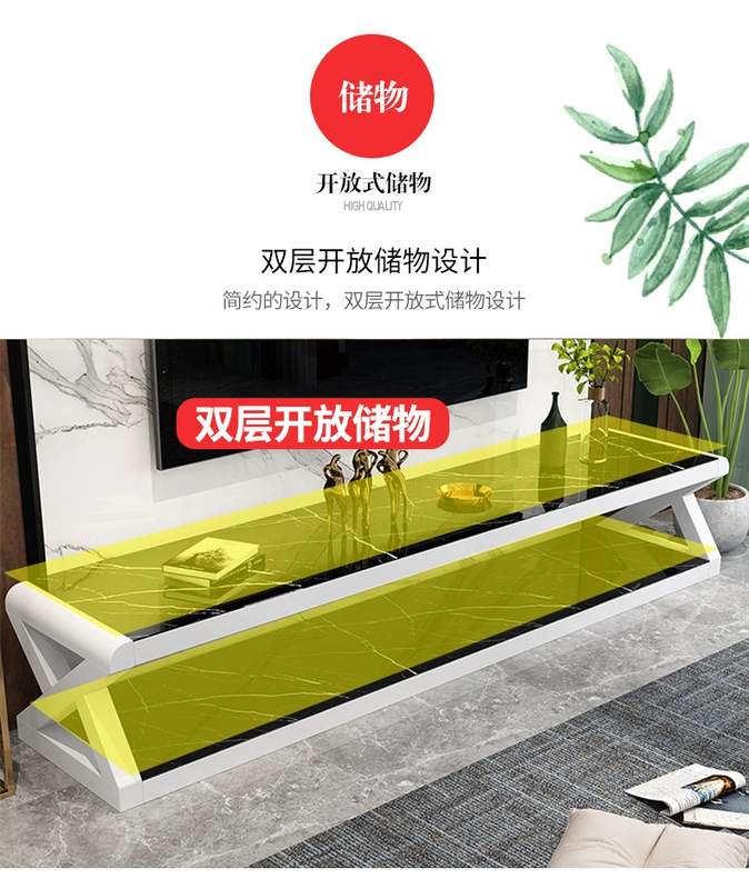Tủ tivi kết hợp bàn cà phê đơn giản hiện đại căn hộ nhỏ phòng khách kính cường lực nhà TV tủ đơn giản - TV
