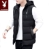 Playboy down cotton vest nam 2018 thu đông và xu hướng mũ trùm đầu dày áo vest ấm phiên bản Hàn Quốc áo khoác blazer nam hàn quốc Áo vest cotton