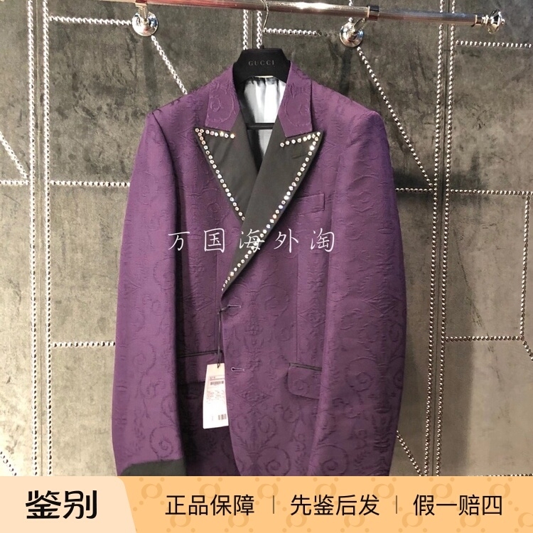 101956 in Stock Gucci Gucci Show Model Mysterious Purple with Diamond Collar Men's Casual Suit Jacket