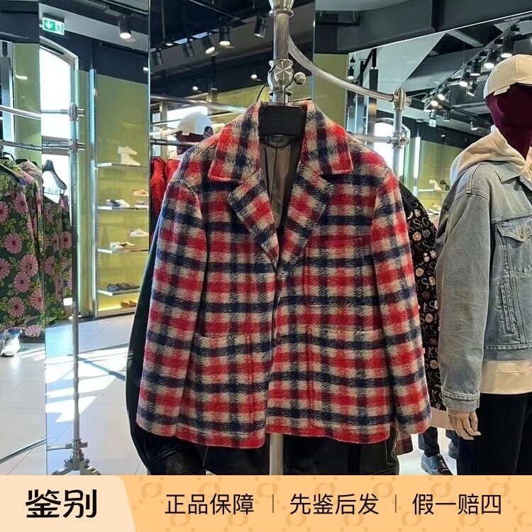 102804 In-Stock Size 50 Gucci Lu Han Same Style Men's Wool Plaid Blazer Jacket Spring