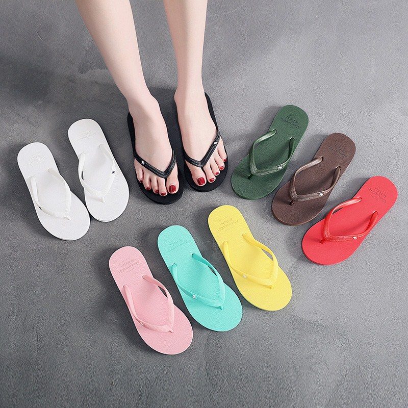 Summer Deer-Style Sandals, Classic Simple Solid Color European and American Style Non-Slip Candy-Colored Beach Flip-Flops for Women