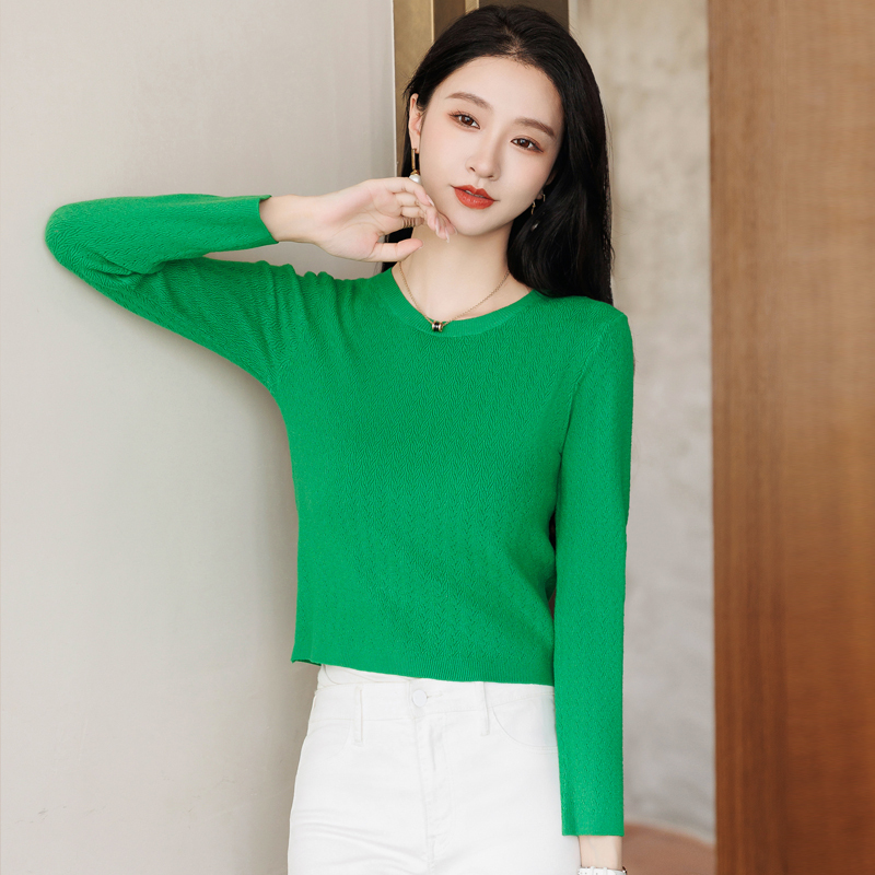 Super Stylish Knitted Base Shirt for Women, New Spring and Autumn Hollow-Out Top, Trendy Pullover Solid Color Sweater for Petite Women Super Stylish Knitted Base Shirt for Women, New Spring and Autumn Hollow-Out Top, Trendy Pullover Solid Color Sweater for Petite Women