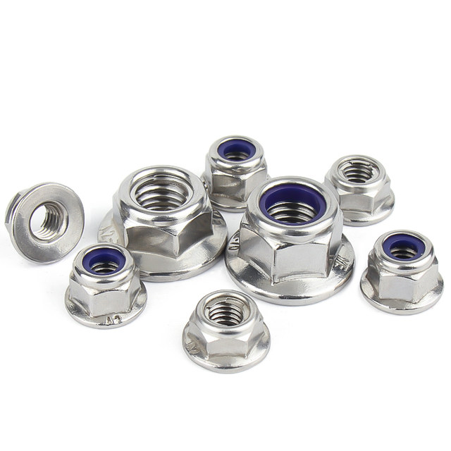 Jinchao 304 ສະແຕນເລດ flange nylon lock nut metal self-locking nut anti-loosening anti-off M4M5M6M8M10