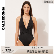 купальник calzedonia卡泽意袜夏女士海边度假深领口微高衩连体泳衣0is1792