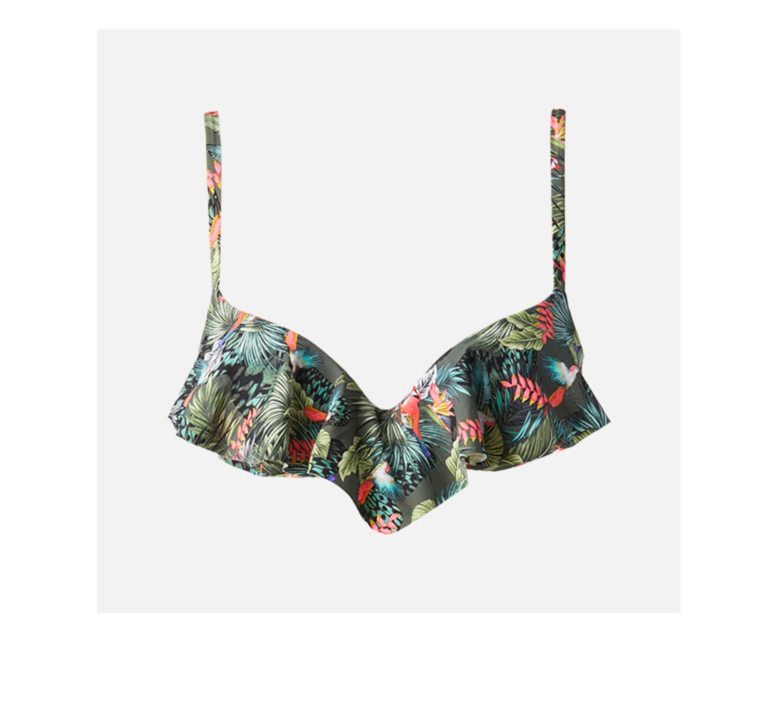 Áo phông bikini in hoa ruffle gợi cảm của phụ nữ CALZEDONIA RUJ1522 7897 - Bikinis áo tắm cho người béo