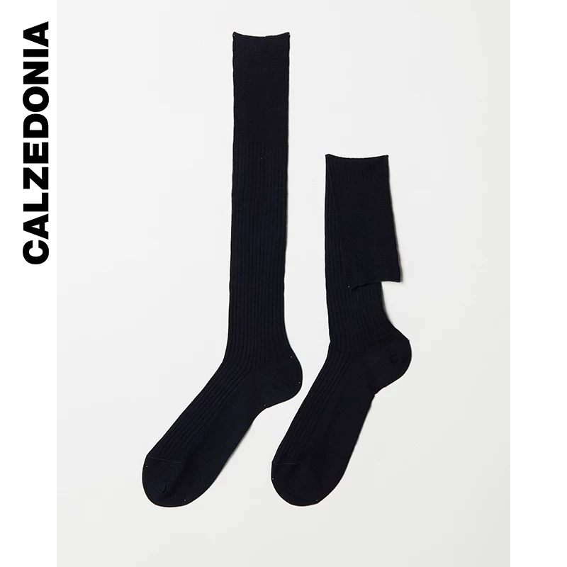 Черные полосатые длинные хлопковые носки с простым дизайном CALZEDONIA мужские UL0080