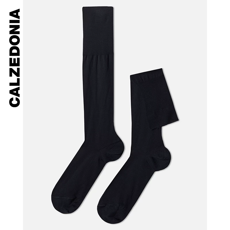 CALZEDONIA носки для мужчин и женщин, однотонные, комфортные и повседневные, хлопковые длинные носки Lyell UL0050