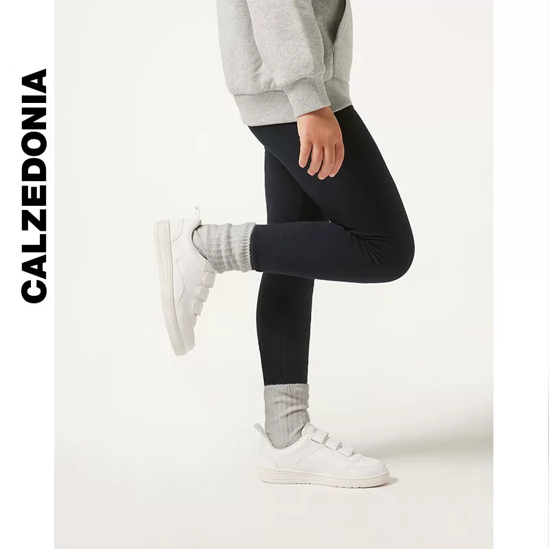 CALZEDONIA Socks Autumn and Winter Children's Fashionable Warm Leggings Black Solid Color Soft Girls BIP007