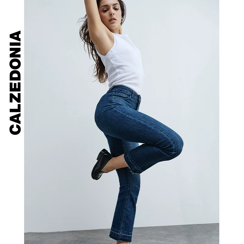 CALZEDONIA Kaze Italian Socks Spring and Autumn Women's Fashionable and Casual Stretching Slightly Flashed Nine-Cross Jeans MODP1233