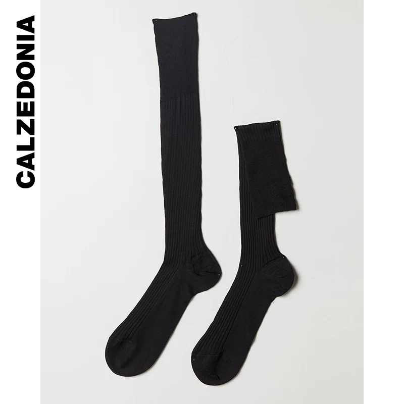 Черные полосатые длинные хлопковые носки с простым дизайном CALZEDONIA мужские UL0080