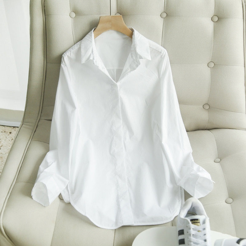 White shirt women's 2022 autumn and winter new Korean version of casual professional wear temperament top design sense niche versatile