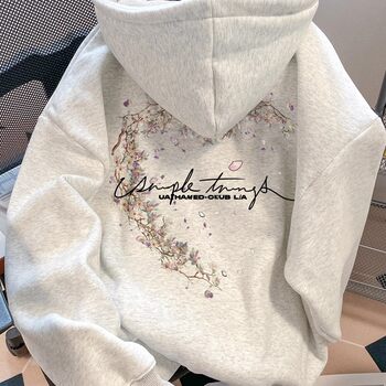 American Hip-Hop Style Floral Graffiti Sweatshirt for Women, Autumn High-End Niche Unique Design Couple Outfit Hooded Jacket