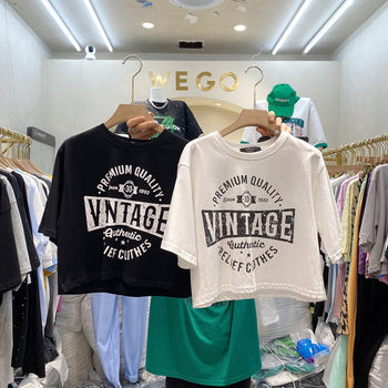 Short-Sleeved T-Shirt for Women 2021 Summer New K-Style ins Trendy Old Letter Print Loose Versatile Short Top