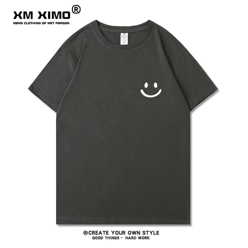 Хлопковая небольшая дизайнерская летняя приятная телу футболка с коротким рукавом, тренд сезона, свободный крой