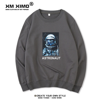 Astronaut 2020 Spring and Autumn Winter New ins tide round neck sleeve head plus velvet sweater long sleeve loose top mens