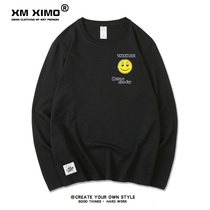 Thin clothes mens trend loose top teen T-shirt round neck 2020 autumn and winter New ins long sleeve harbor style