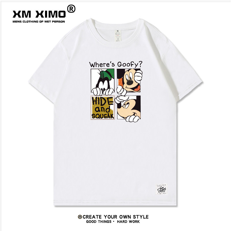 ins half-sleeve male couple T-shirt American street Hip Hop Kha National Tide Pure Cotton Summer Short Sleeve Men Casual T-shirt