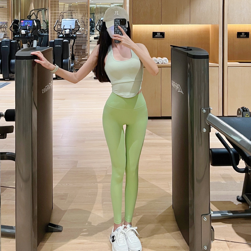 Dopamine high pressure yoga pants women's suit hip lifting green vest Pilates sports fitness clothing new summer style