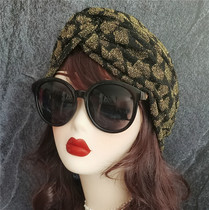 European and American fashionable contrasting color gold silk elastic cross simple pressure hair fashionable mulish all-inclusive confinement hair pocket head cap