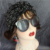 vintage Hepburn cross letters bright silk elastic fashionable retro press hair pocket turban head cap turban