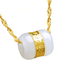 Xiao Liu Jade and Tian Jade Road Letong Pendant Gold Jade Pendant Natural Jade Pendant Female Belt Certificate