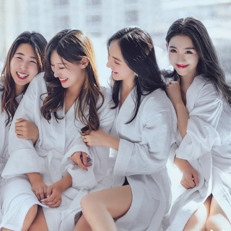 Morning gown woman bride groom bridesmaid white faw-style couple thickened with party makeup accompanied gift autumn winter bathrobe