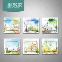 Special Scenic Pastoral Switch Self-adhesive Sticker Plug Sticker Creative Cartoon Switch Decorative Sticker