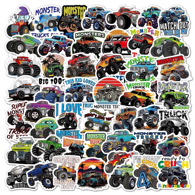 50 Cartoon Monster Truck Stickers for Kids' Water Bottles, Transportation Decoration, Computer Monster Truck, Mobile Phone, Tablet 50 Cartoon Monster Truck Stickers for Kids' Water Bottles, Transportation Decoration, Computer Monster Truck, Mobile Phone, Tablet