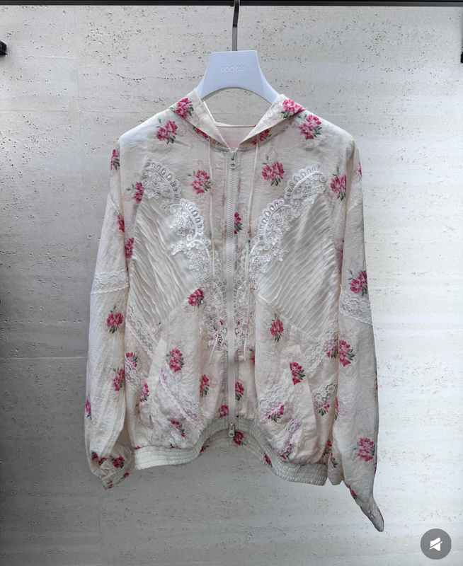 Clearance Stock, Label Removed, 2026 Early Autumn New Handmade Series Lace Patchwork Jacket and Skirt Pants