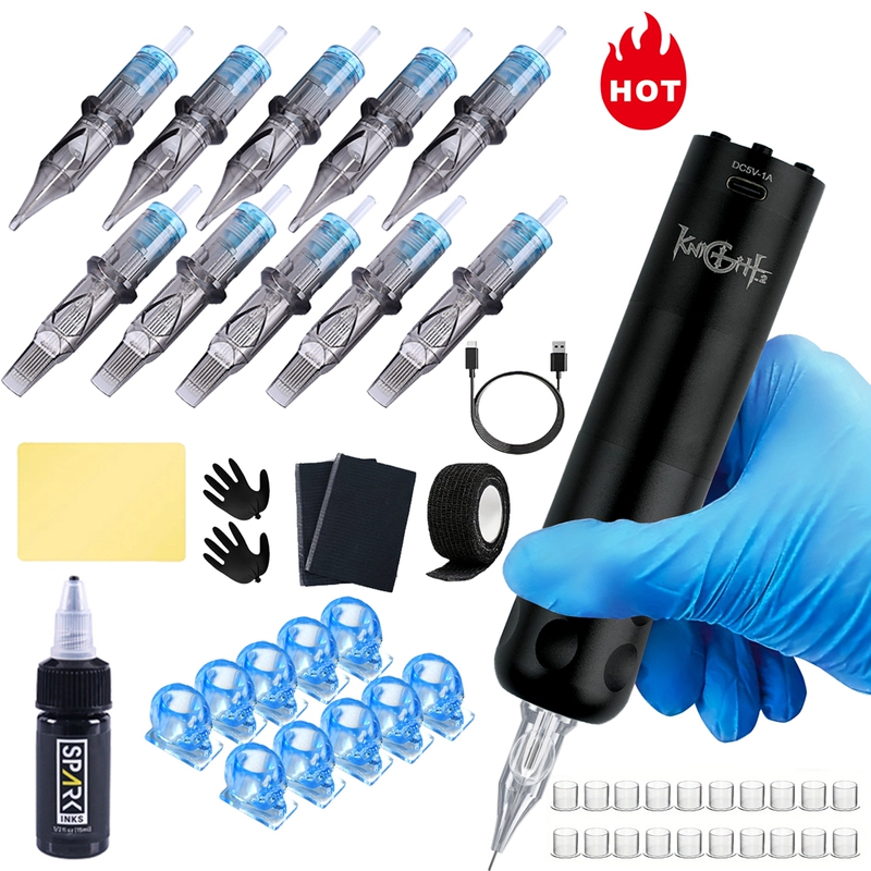 Portable Wireless Tattoo Machine Set, Rechargeable Tattoo Pen, Motor Integrated Machine, Line Cutting, Shading, Tattooing, and Embroidery Tools
