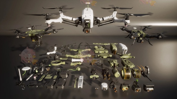 K040交通工具无人机 3d模型Kitbash3D-Vehicles格式c4d/blender/fbx/obj-cg男孩