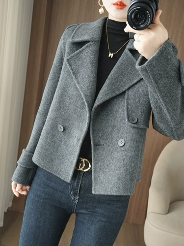 Двусторонний кашемировый короткий костюм, шерстяное пальто, 2025 года, подходит для подростков, увеличенная толщина