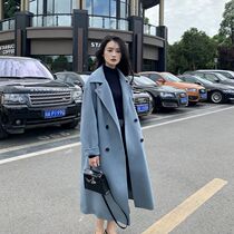 Autumn and winter 2021 new cashmere coat womens double-sided long loose thick 100% wool woolen coat