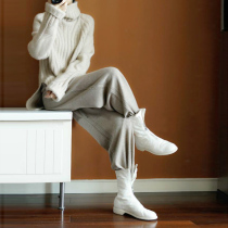 Winter 2020 Knitted Joker casual slimming outside wearing cashmere wide leg pants