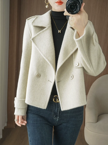 Двусторонний кашемировый короткий костюм, шерстяное пальто, 2025 года, подходит для подростков, увеличенная толщина