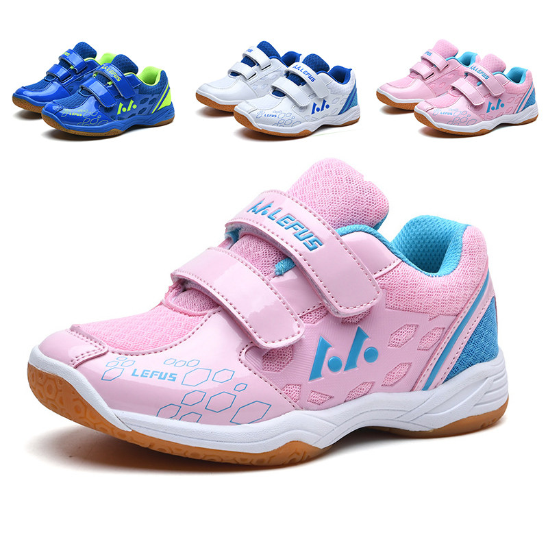 New Badminton Shoes Youth Training Sneakers Fashion Fluorescent Luminous Velcro Tennis Shoes Children's Sports Shoes