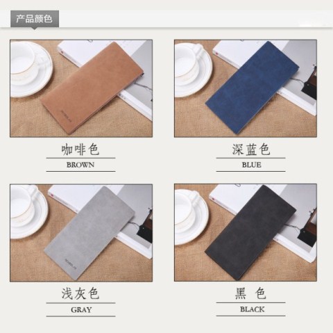 Ví nam dài phần siêu mỏng retro chà thanh niên Ví mềm nam cá tính thời trang giữ vé sinh viên Nhật Bản và Hàn Quốc - Ví / chủ thẻ ví da cá sấu 2 mặt