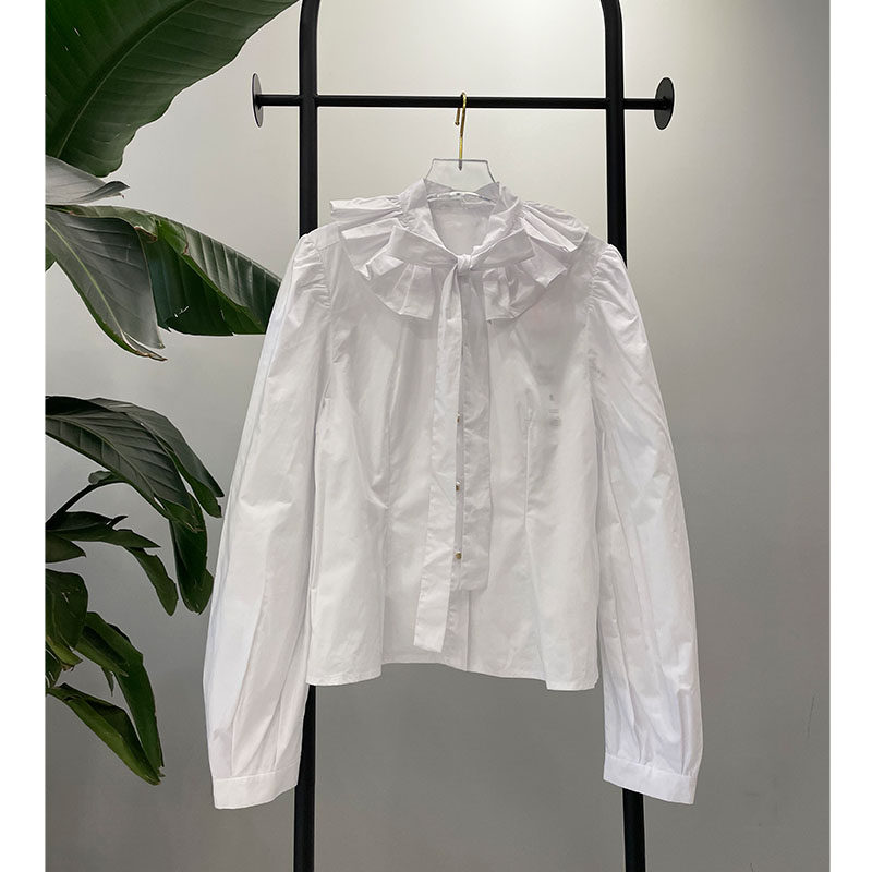 2022 spring new women's dress 100 hitch butterfly knot long sleeve minimalist shirt striped blouse