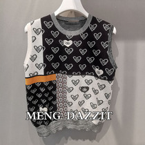 2D3E221 2021 autumn new sleeveless love jacquard sweater vest women 2D3E2216L