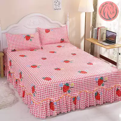 New separate bed dress red bedspread wedding room atmospheric fashion print romantic lace autumn and winter Chinese style