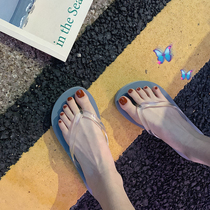 Splint sandals women go out in summer sandals beach wet water transparent net red out flip-flops