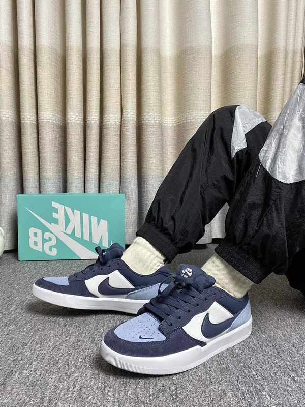 Nike Sb Force 58 Men's Low-Top Retro Casual Sneakers Black and White Blue Dv5477-404