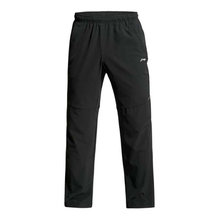 Men's running sports long pants loose straight drum speed dry tech elastic fabric black large size with fattening XL
