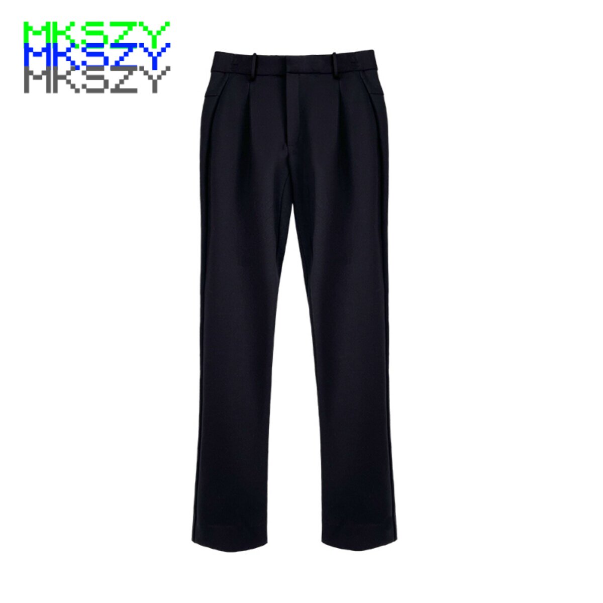 MKSZY fall microbomb free of ironing black microlasi long pants solid cut casual Western pants male Vibe wind